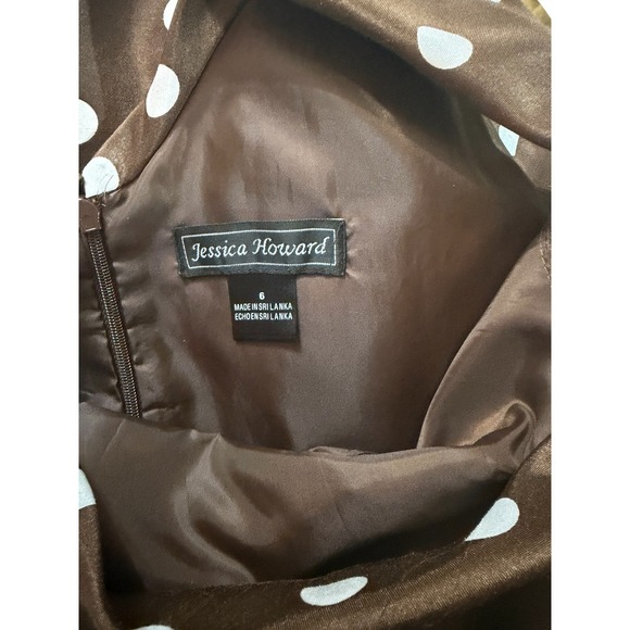 Jessica Howard Brown Polka Dot Halter Neck Fit Flare Dress Size 6 - Picture 3 of 6